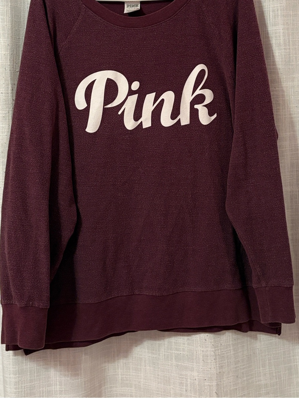 PINK Soft Maroon Graphic Spellout Athletic Sweatshirt - Picture 10 of 12